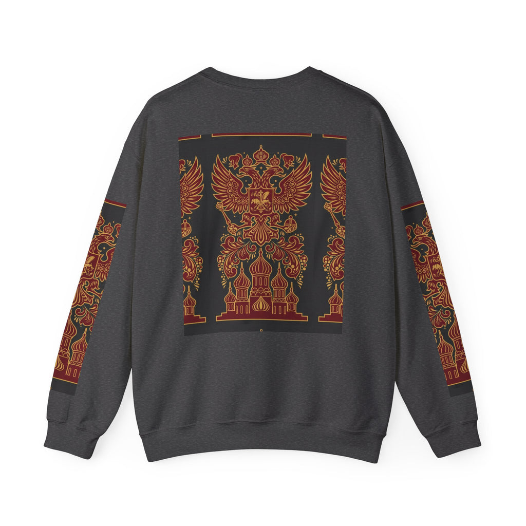 Russian Heritage Crewneck Sweatshirt — Double-Headed Eagle & Khokhloma Folk Art