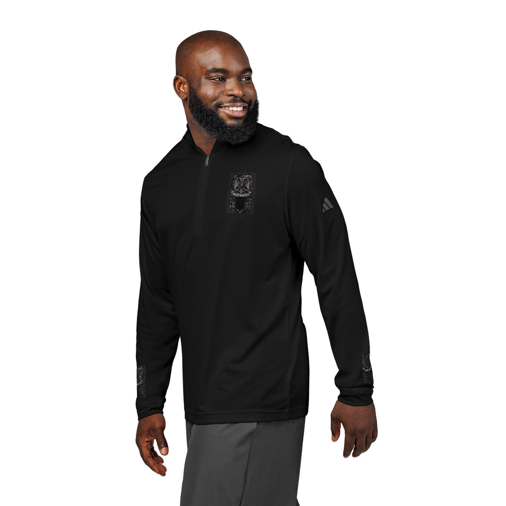 Embroidered adidas® Quarter-Zip Pullover — African Heritage-Inspired Athletic Top