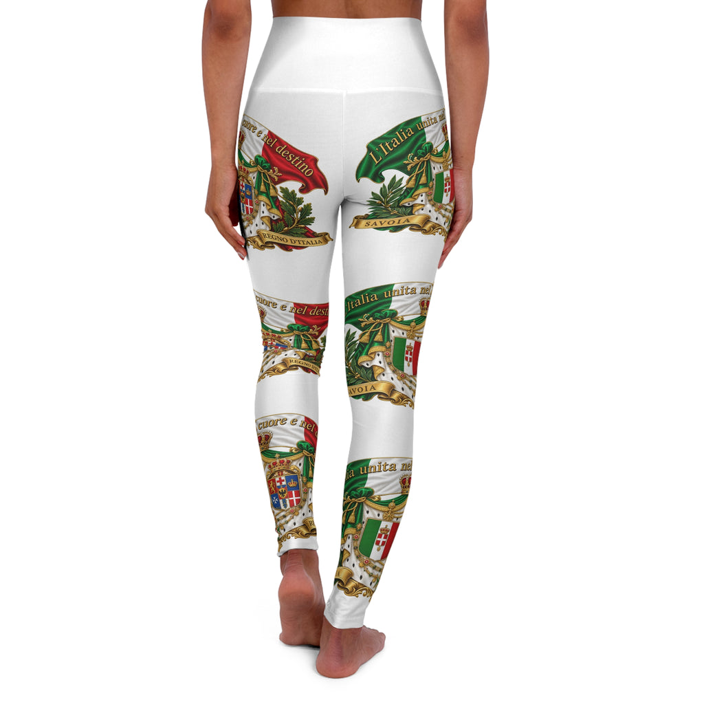 Italian Crest High-Waisted Yoga Leggings — All-Over Print Patriotic Fitness Leggings