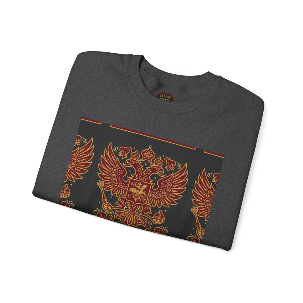 Russian Heritage Crewneck Sweatshirt — Double-Headed Eagle & Khokhloma Folk Art