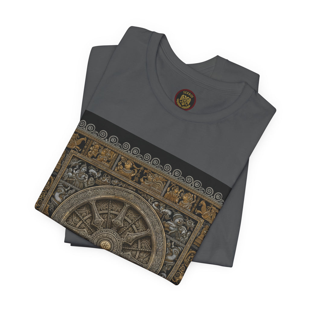 Konark Sun Temple & Pattachitra T‑Shirt — Sacred Wheel Temple Art Tee