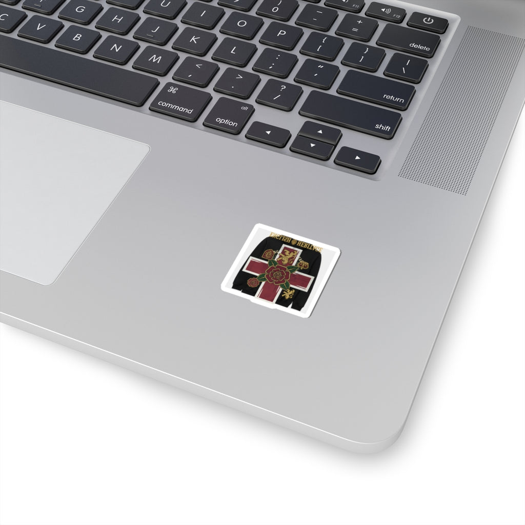 Heritage Rose Cross Sticker — Gothic English Crest Kiss-Cut Sticker