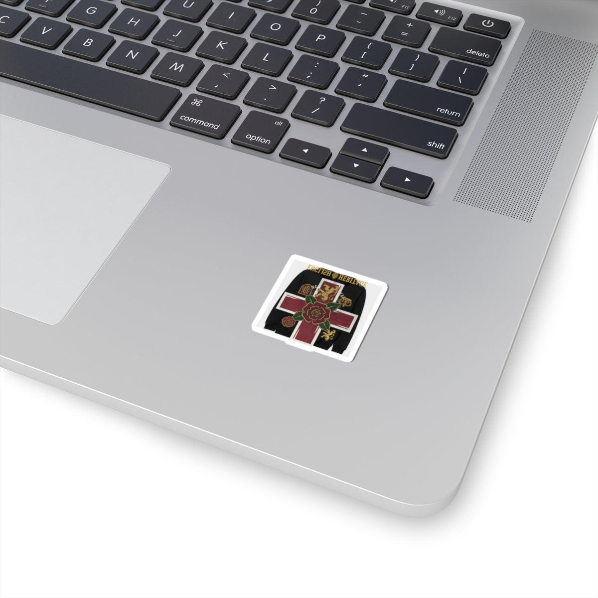 Heritage Rose Cross Sticker — Gothic English Crest Kiss-Cut Sticker