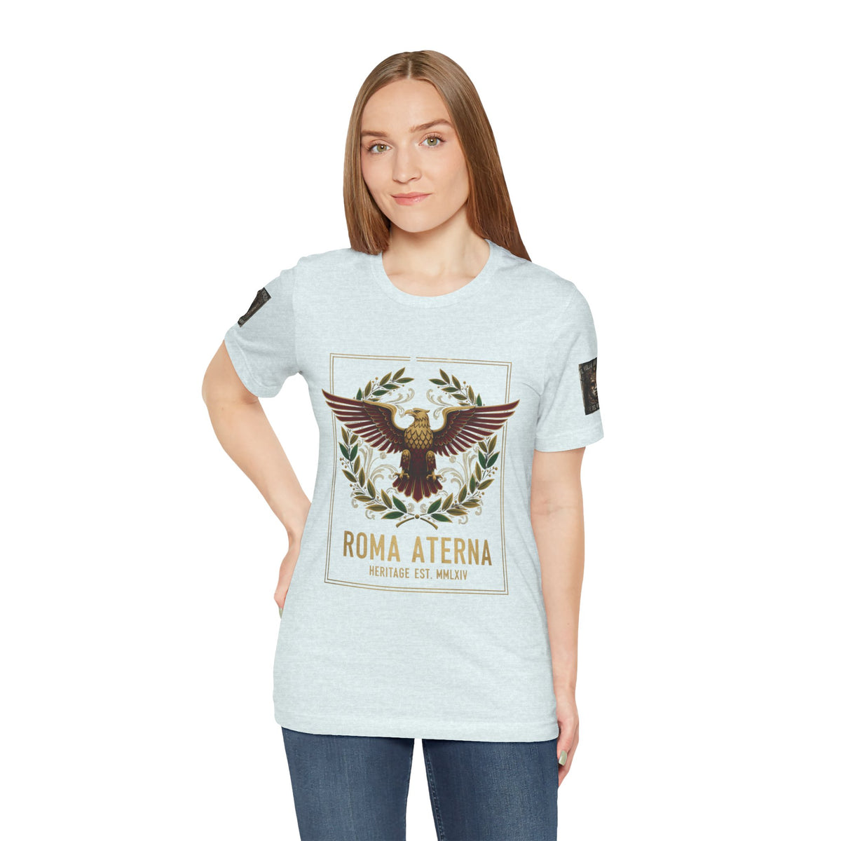 Roma Aeterna Eagle Crest T-Shirt | Roman Laurel Emblem Tee