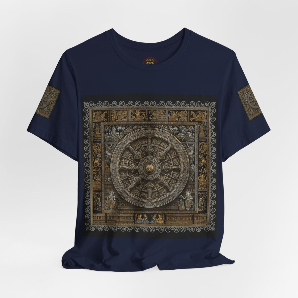 Konark Sun Temple & Pattachitra T‑Shirt — Sacred Wheel Temple Art Tee