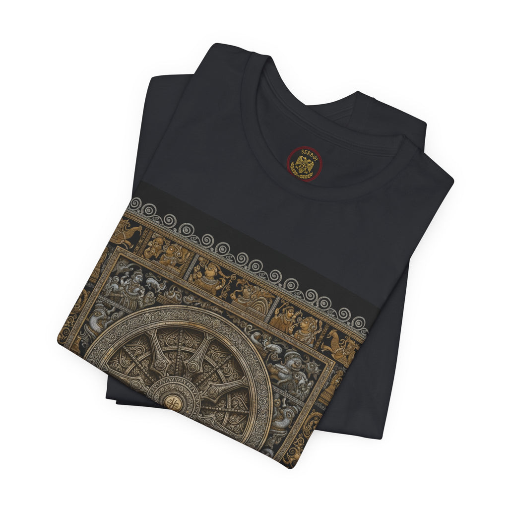 Konark Sun Temple & Pattachitra T‑Shirt — Sacred Wheel Temple Art Tee