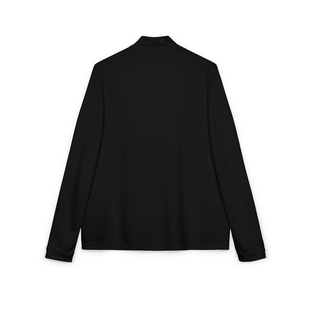 Embroidered Quarter-Zip Pullover — White Athletic Pullover with Crest Accent