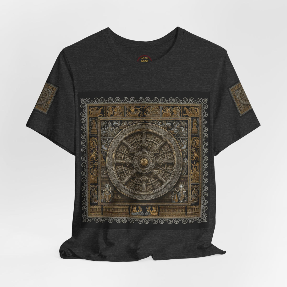 Konark Sun Temple & Pattachitra T‑Shirt — Sacred Wheel Temple Art Tee