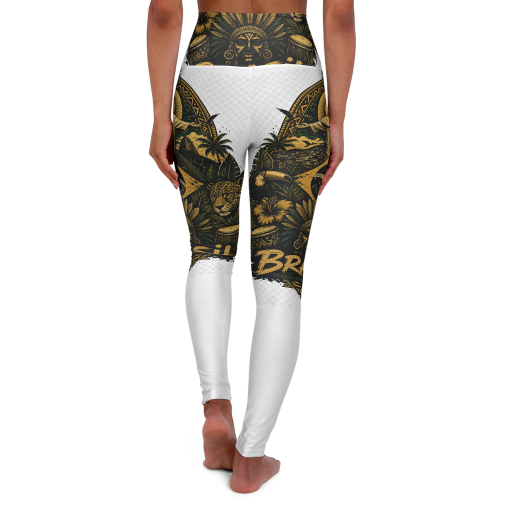 Brazil Jungle High-Waist Yoga Leggings — Gold Tiger AOP