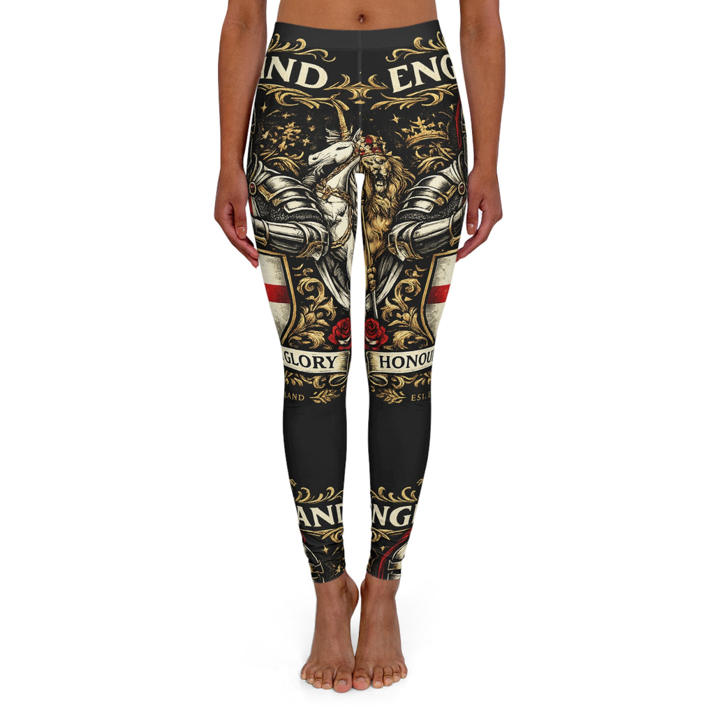 England Coat of Arms Leggings — Knight & St. George Shield All-Over Print