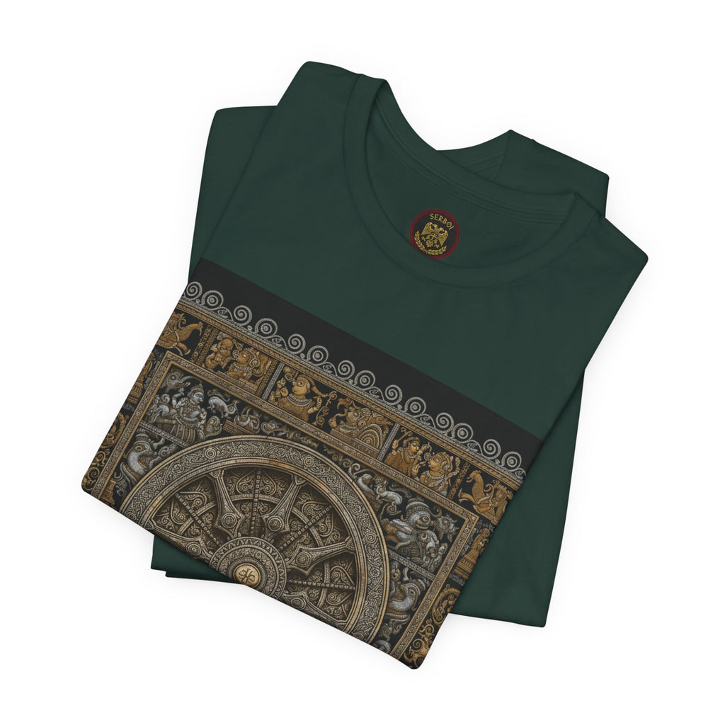 Konark Sun Temple & Pattachitra T‑Shirt — Sacred Wheel Temple Art Tee