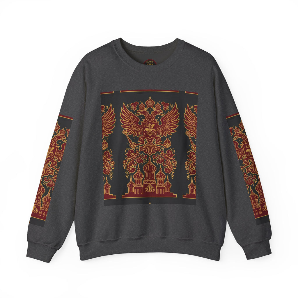 Russian Heritage Crewneck Sweatshirt — Double-Headed Eagle & Khokhloma Folk Art