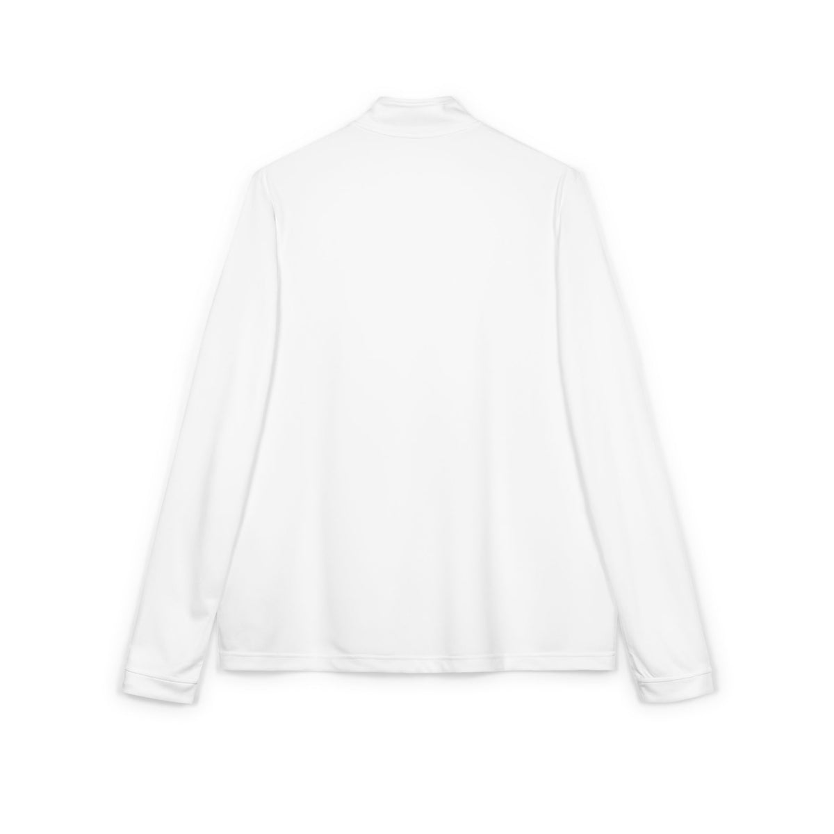 Embroidered Quarter-Zip Pullover — White Athletic Pullover with Crest Accent