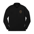 Embroidered Quarter-Zip Pullover — White Athletic Pullover with Crest Accent