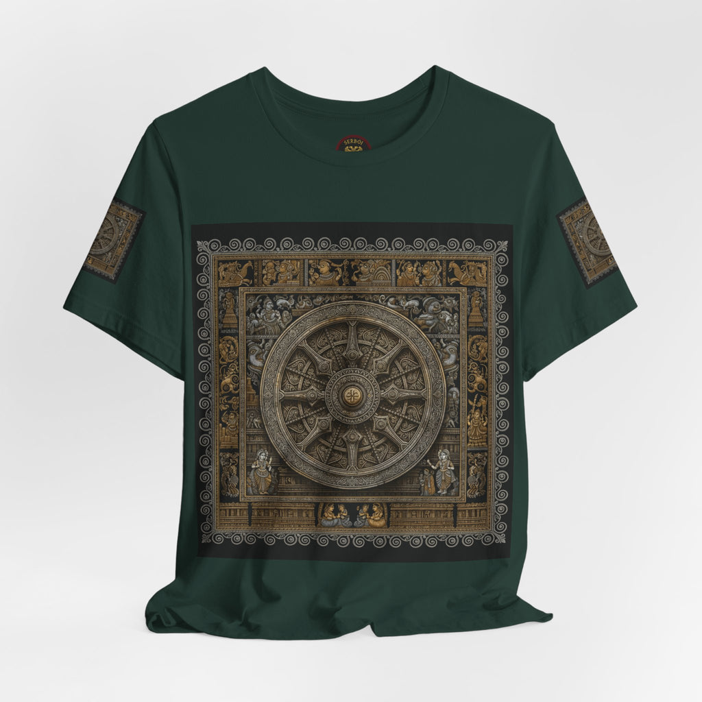 Konark Sun Temple & Pattachitra T‑Shirt — Sacred Wheel Temple Art Tee