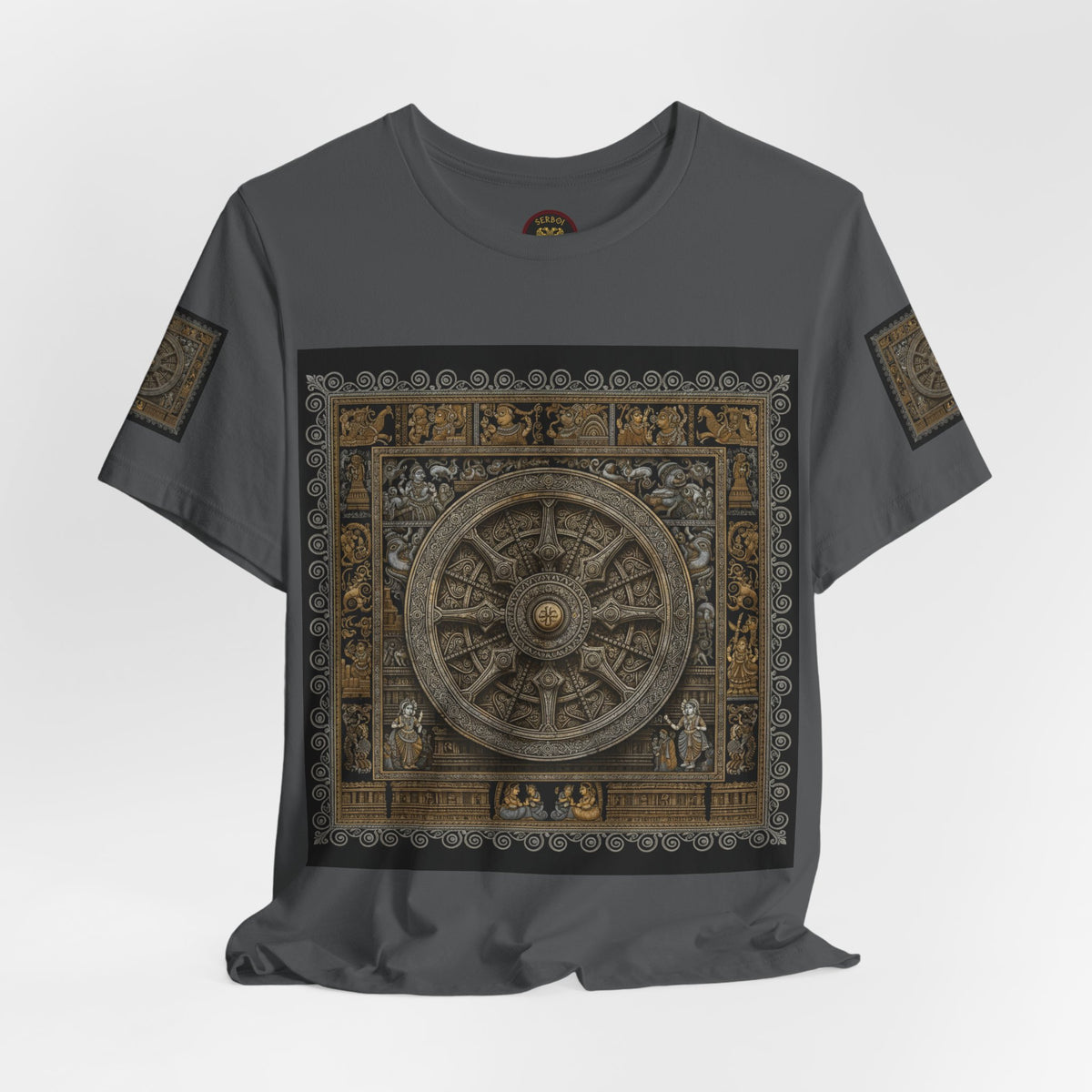 Konark Sun Temple & Pattachitra T‑Shirt — Sacred Wheel Temple Art Tee