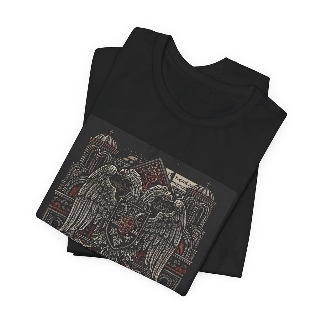 Serbian Double-Headed Eagle Graphic Tee — "Света Землa" Vintage Crest T-Shirt