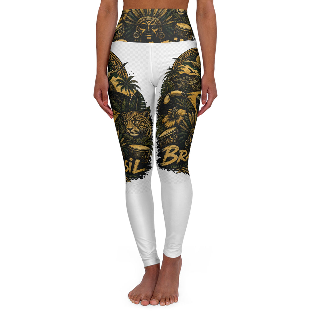 Brazil Jungle High-Waist Yoga Leggings — Gold Tiger AOP
