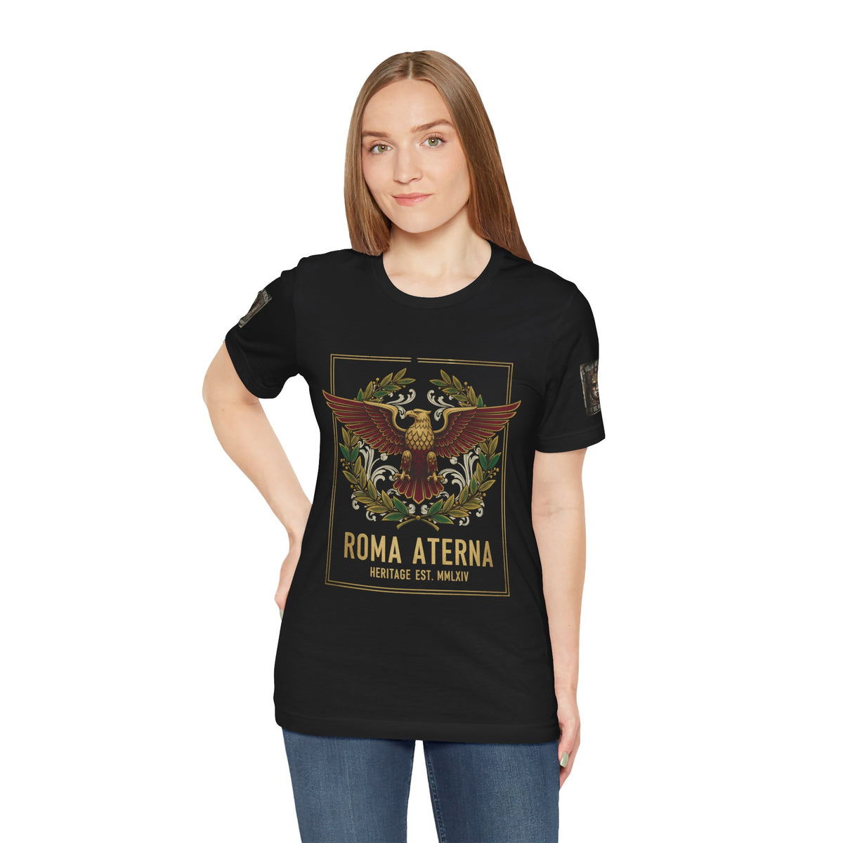 Roma Aeterna Eagle Crest T-Shirt | Roman Laurel Emblem Tee