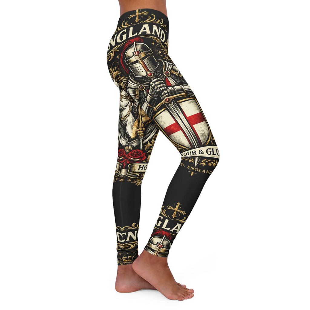 England Coat of Arms Leggings — Knight & St. George Shield All-Over Print