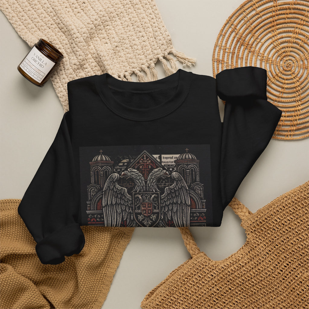 Crewneck Sweatshirt — Slavic Double-Headed Eagle Graphic (СВЕТА ЗЕМЛЯ)