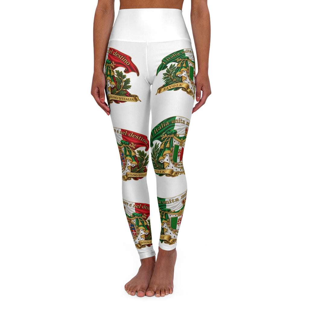 Italian Crest High-Waisted Yoga Leggings — All-Over Print Patriotic Fitness Leggings