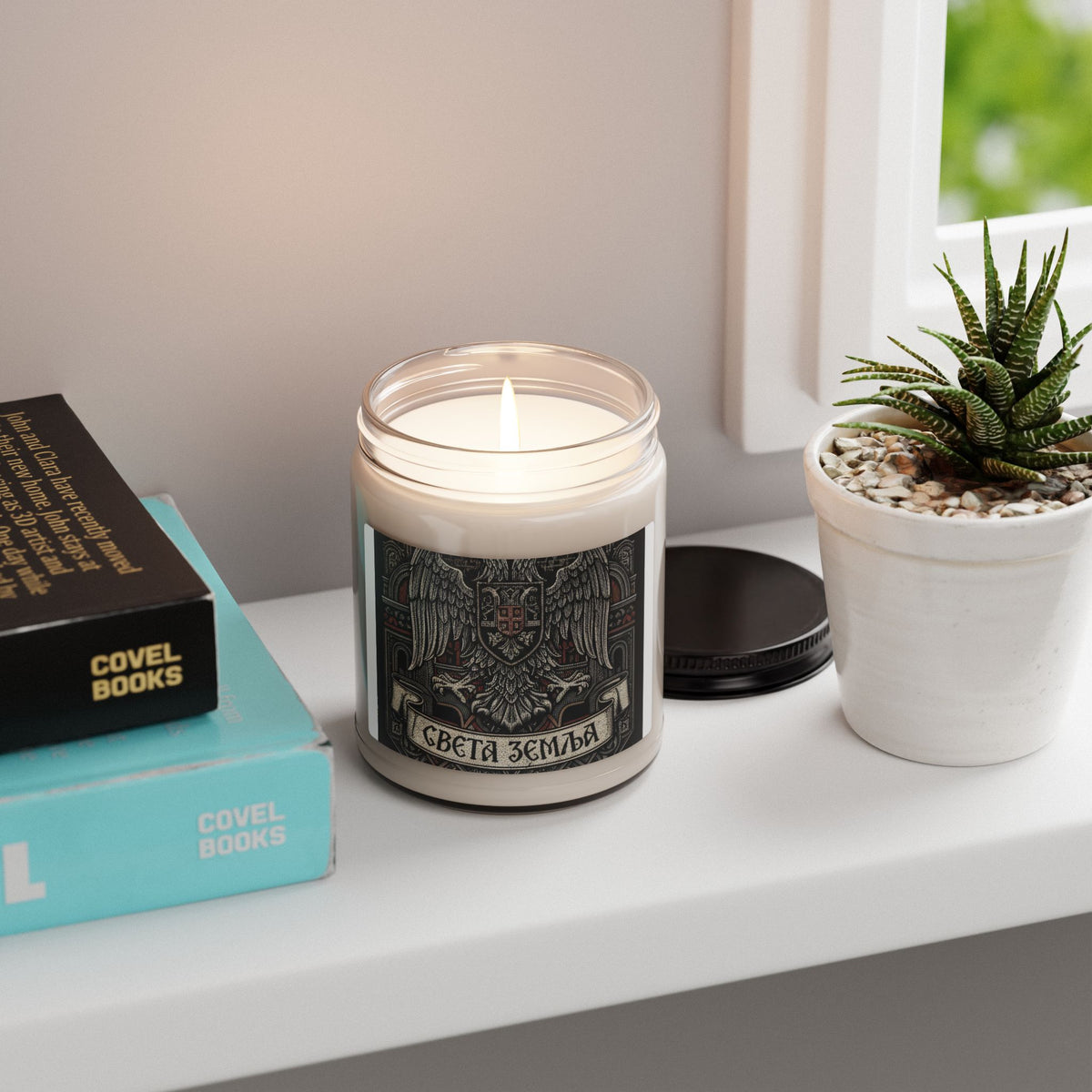 Soy Candle — Slavic Double-Headed Eagle Design (9 oz, "Sveta Zemlya")