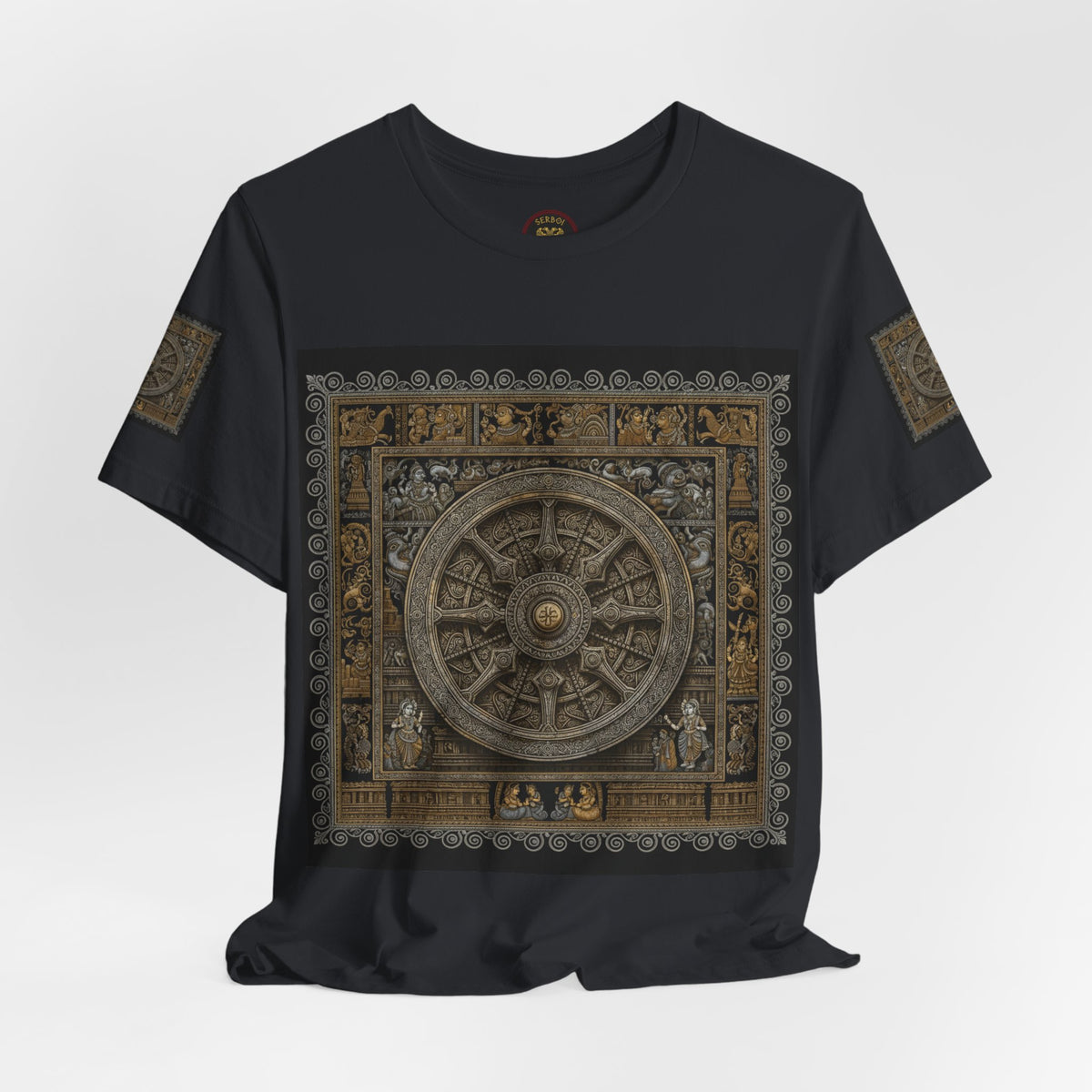 Konark Sun Temple & Pattachitra T‑Shirt — Sacred Wheel Temple Art Tee