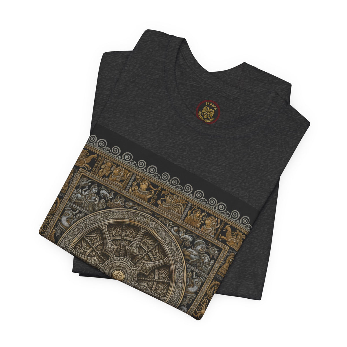 Konark Sun Temple & Pattachitra T‑Shirt — Sacred Wheel Temple Art Tee