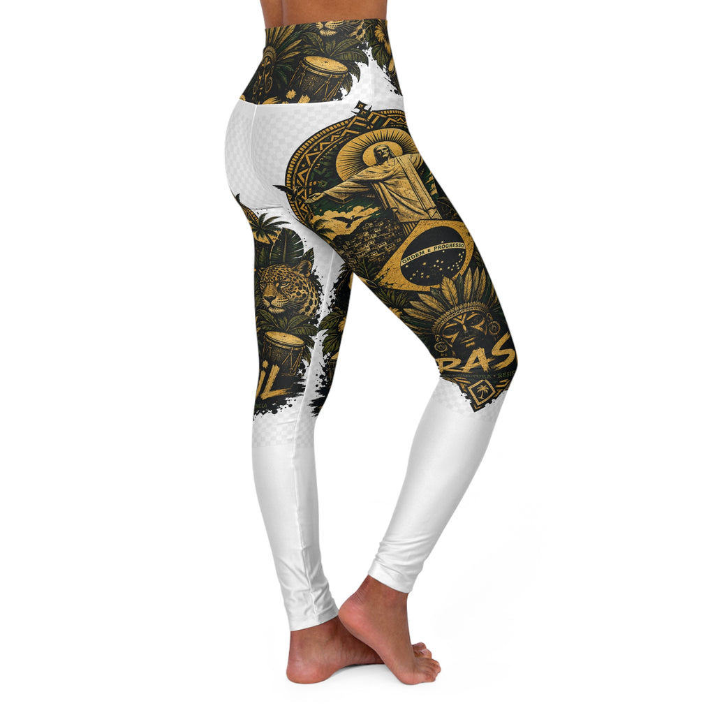Brazil Jungle High-Waist Yoga Leggings — Gold Tiger AOP