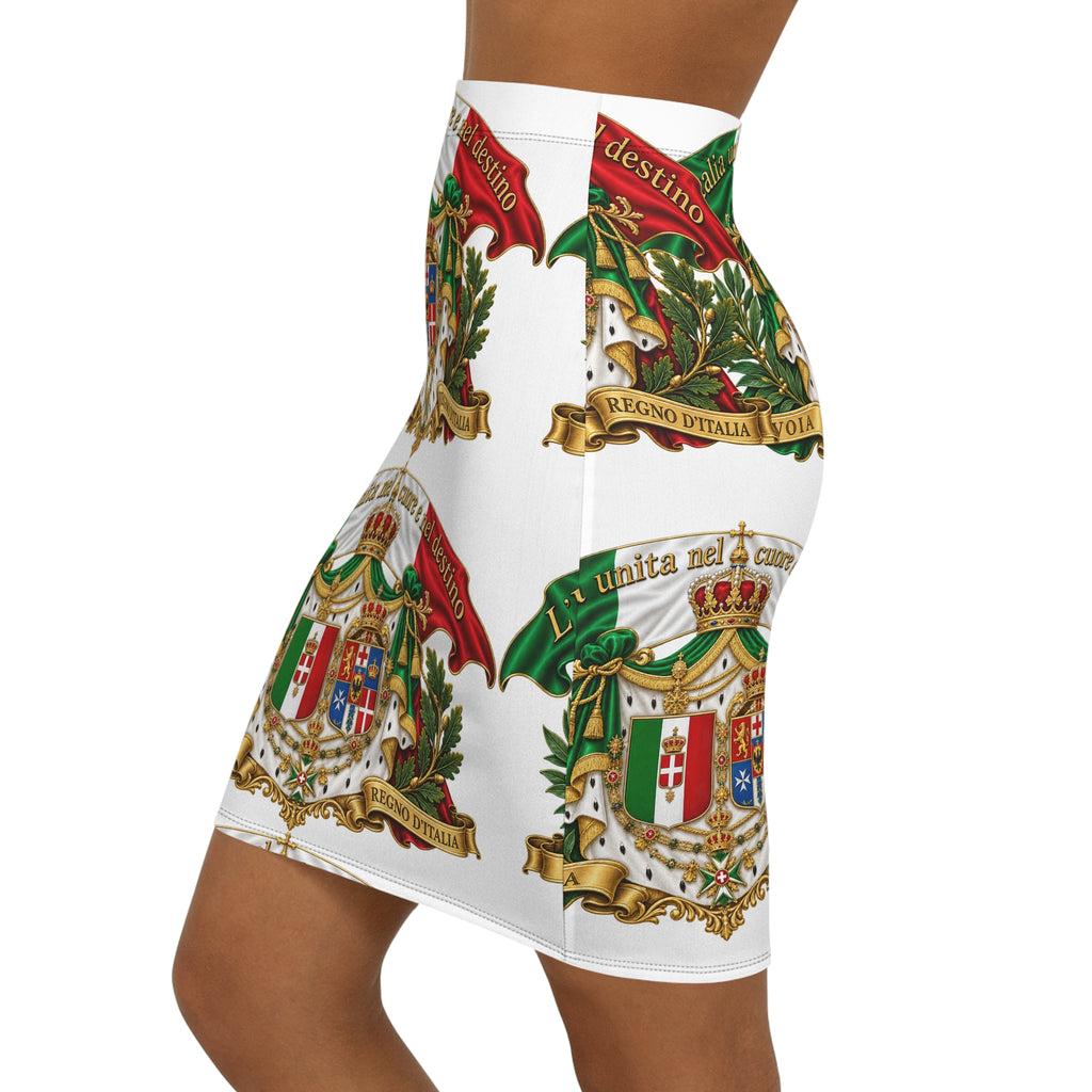 Italian Coat of Arms Pencil Skirt — Vintage Savoy Kingdom Crest Midi