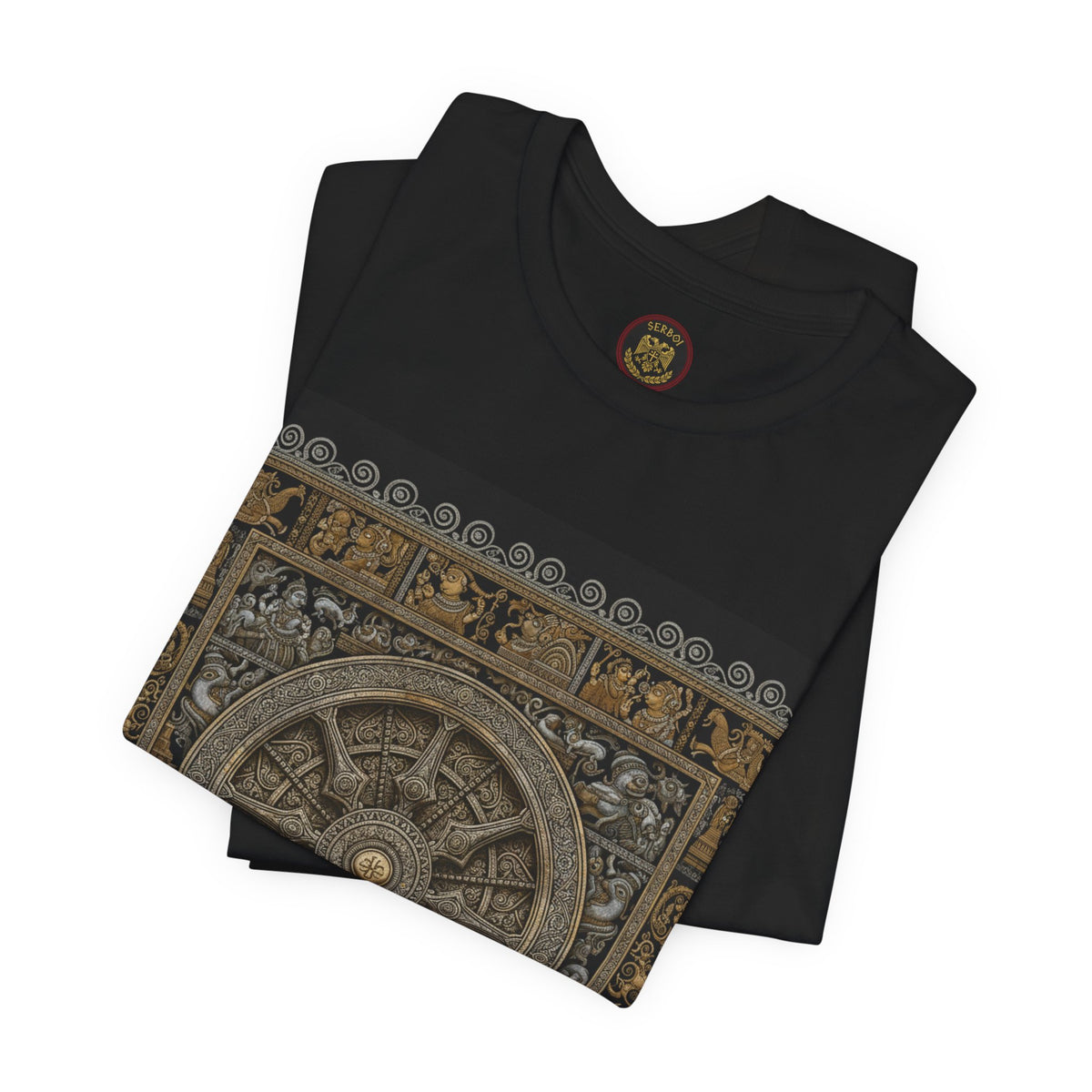Konark Sun Temple & Pattachitra T‑Shirt — Sacred Wheel Temple Art Tee