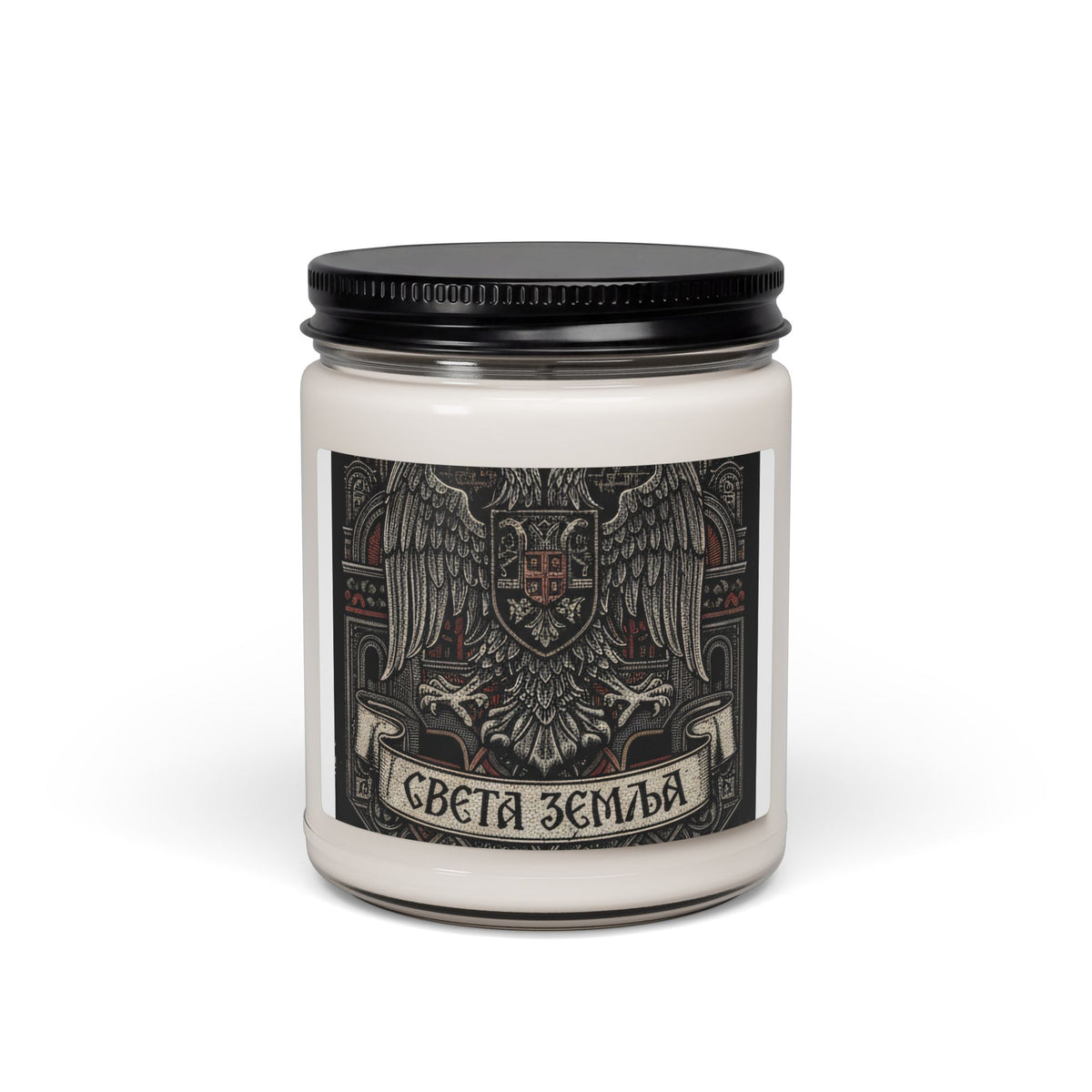 Soy Candle — Slavic Double-Headed Eagle Design (9 oz, "Sveta Zemlya")