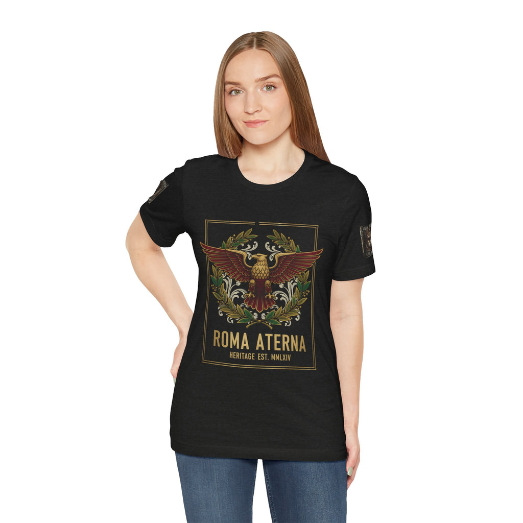 Roma Aeterna Eagle Crest T-Shirt | Roman Laurel Emblem Tee