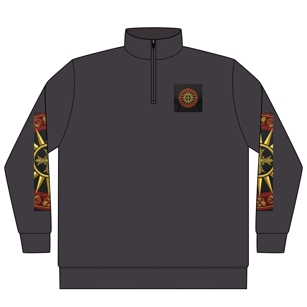 Macedonian Heritage Quarter-Zip — Sun of Vergina & Byzantine Folk Art