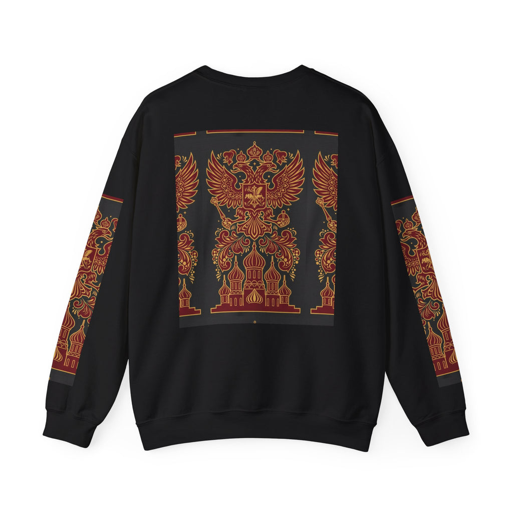 Russian Heritage Crewneck Sweatshirt — Double-Headed Eagle & Khokhloma Folk Art