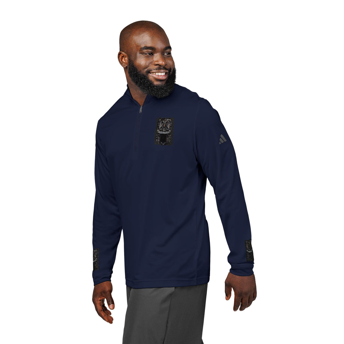 Embroidered adidas® Quarter-Zip Pullover — African Heritage-Inspired Athletic Top