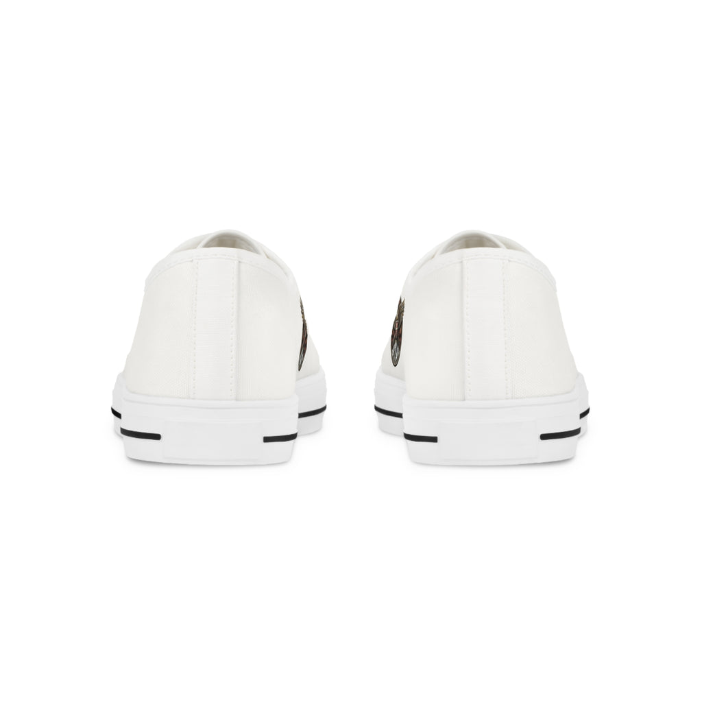 Men's Low Top Sneakers — White Canvas with Vintage Serbian Eagle Print