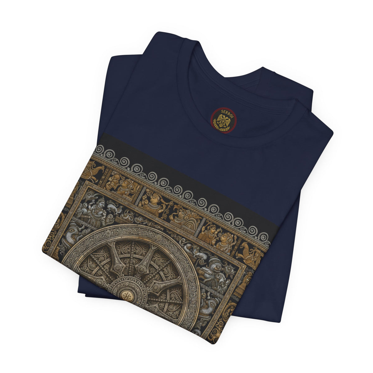 Konark Sun Temple & Pattachitra T‑Shirt — Sacred Wheel Temple Art Tee