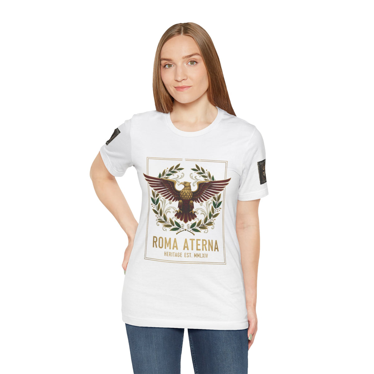 Roma Aeterna Eagle Crest T-Shirt | Roman Laurel Emblem Tee